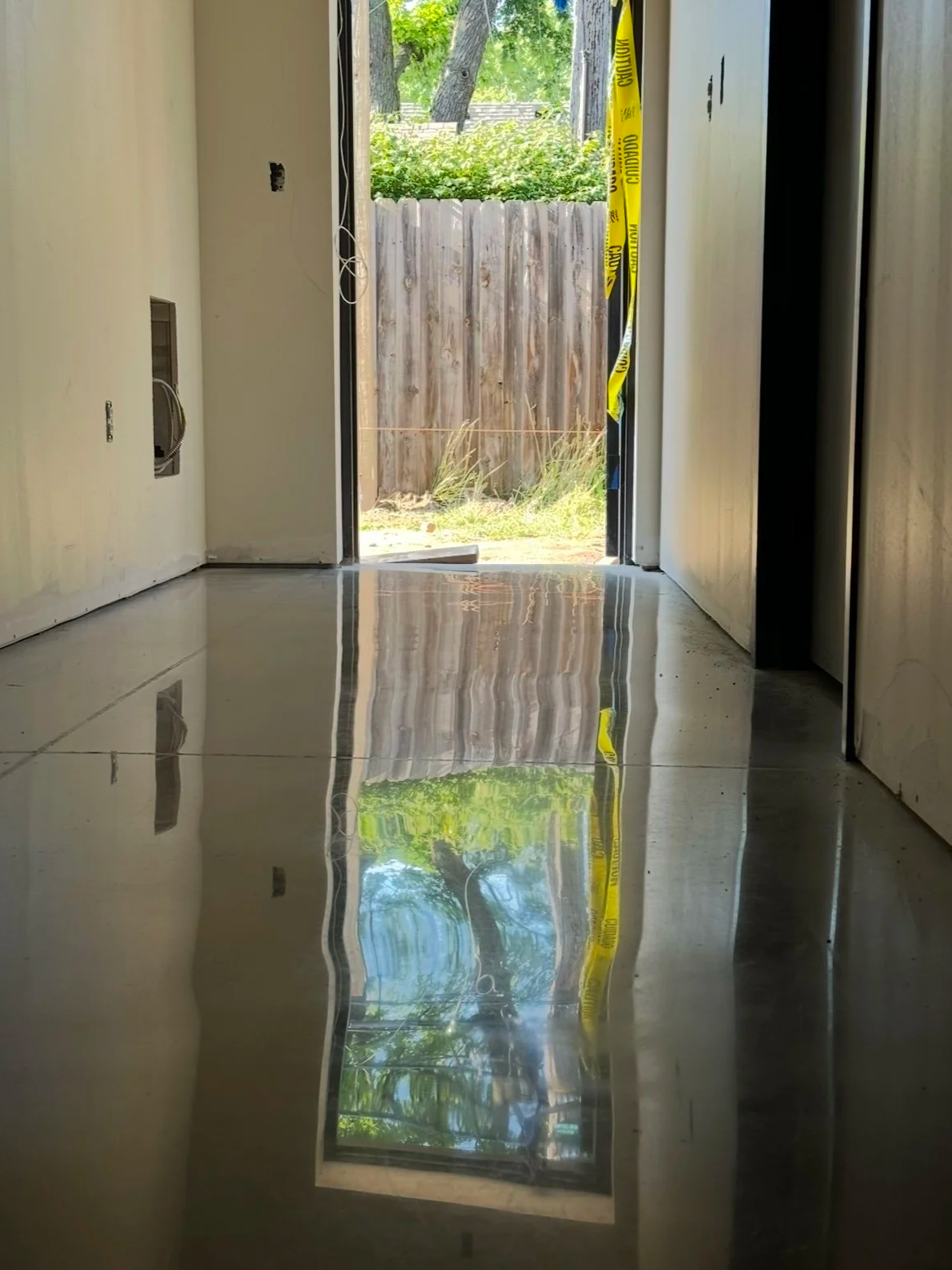 Polished concrete showing high gloss finish