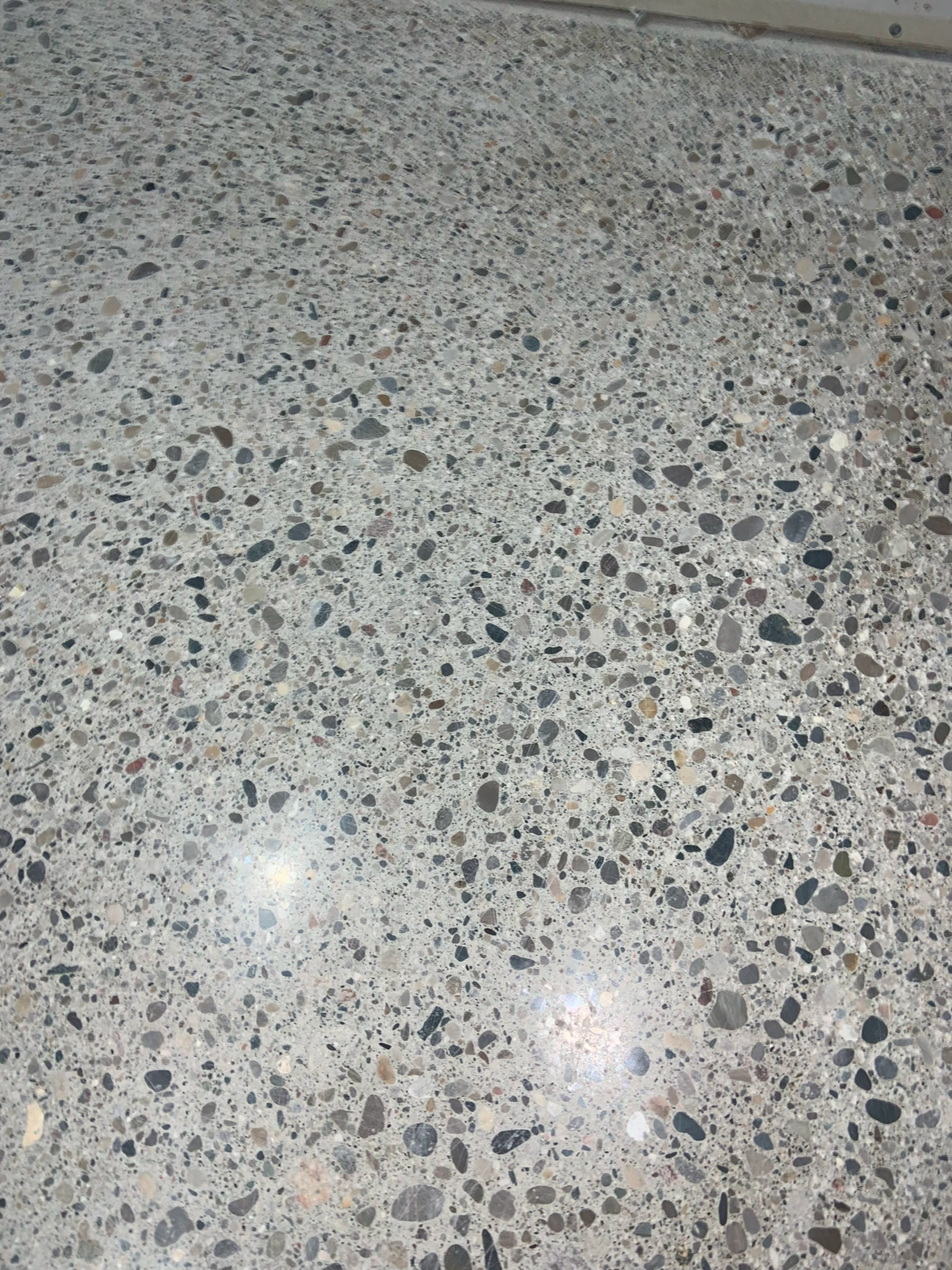 Polished concrete showing medium aggregate exposure 