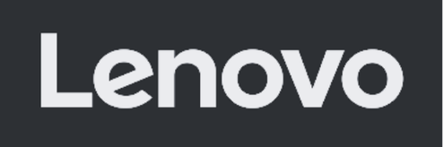 Logotipo de Lenovo con fondo negro y texto blanco