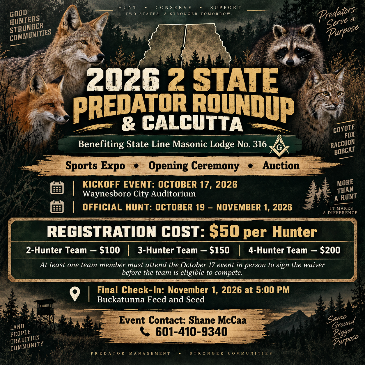 HUNTERS-2026 Predator Roundup & Calcutta.