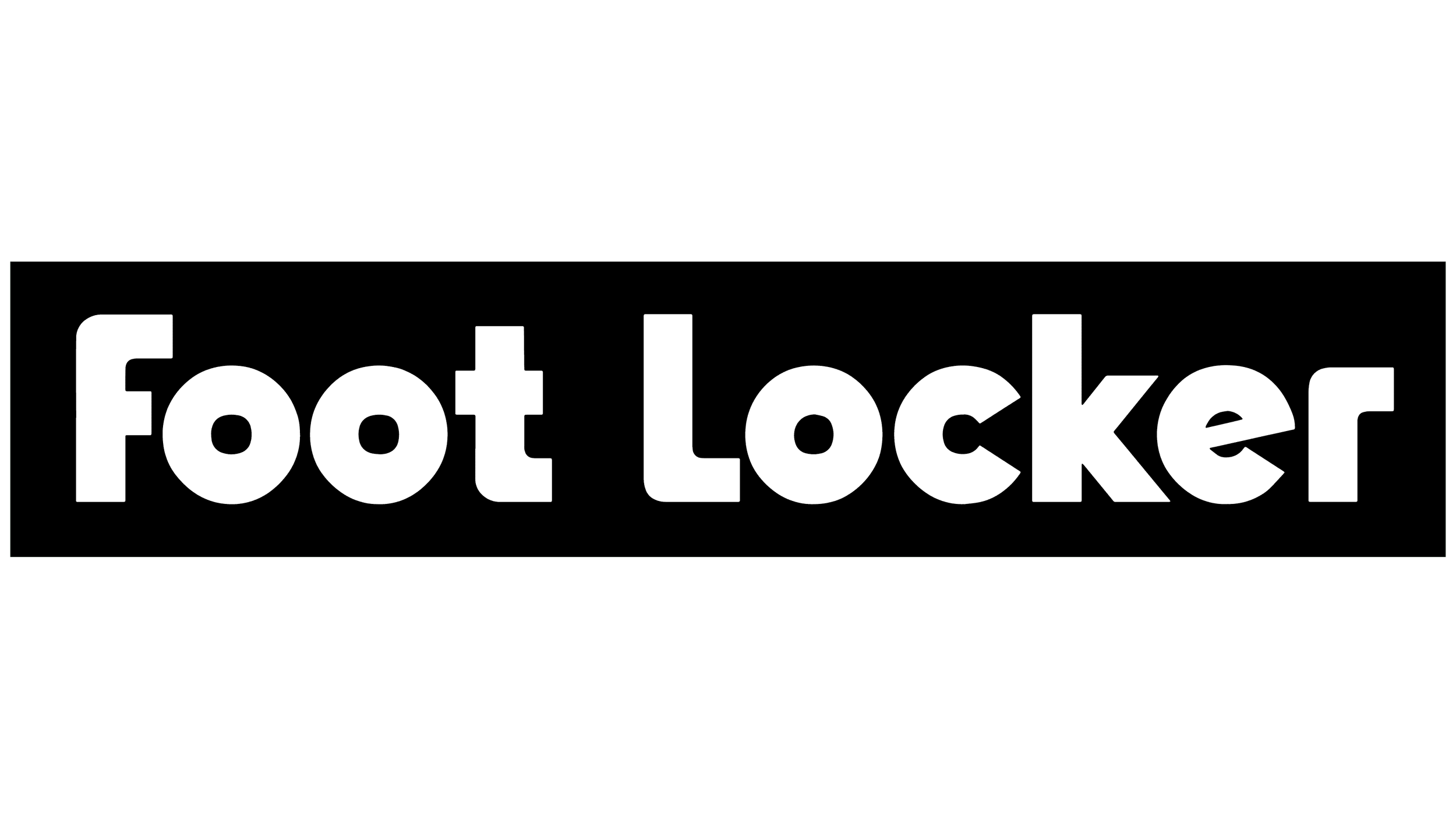 Text on a black background that reads 'foot locker' in large white letters.