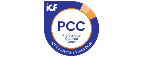 ICF logo with PCC certification badge indicating Professional Certified Coach and ICF Credentials & Standards