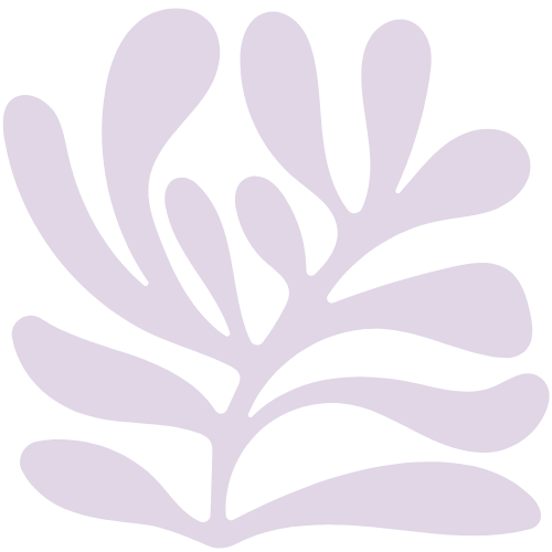 A Matisse-inspired illustration resembling a plant with many leaves extending upwards and flowing in the wind.