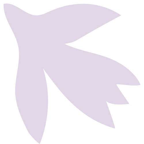 A stylized light purple bird silhouette.