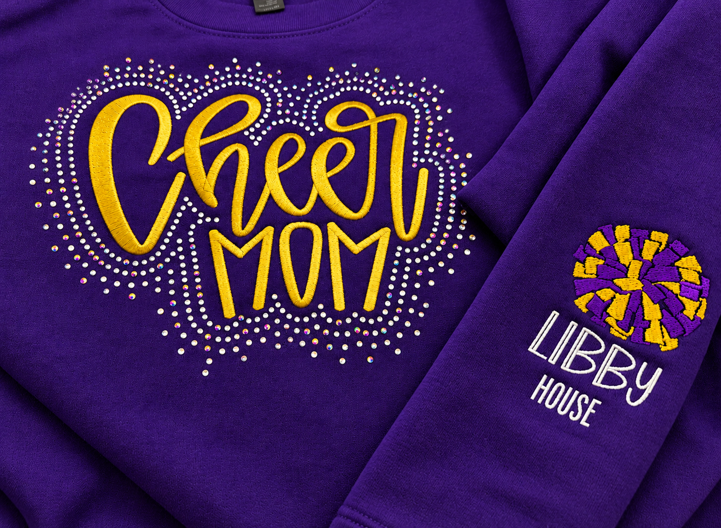 Purple Cheer Mom Sweatshirt with Rhinestone Burst.png