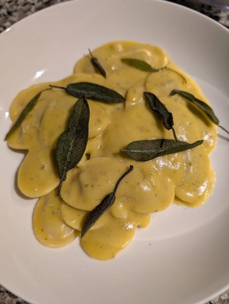 Pumpkin Ravioli in Sage Beurre Montee - Excite