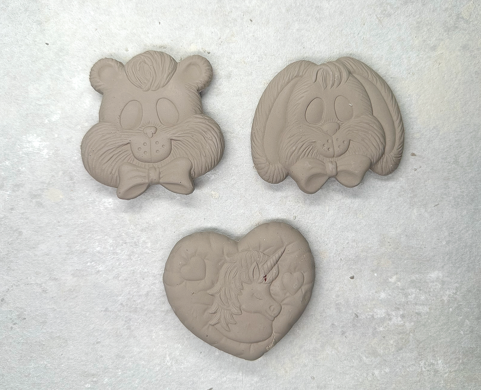 1985 Vintage Dona's Bunny, Bear and Unicorn Pottery Mold D-304