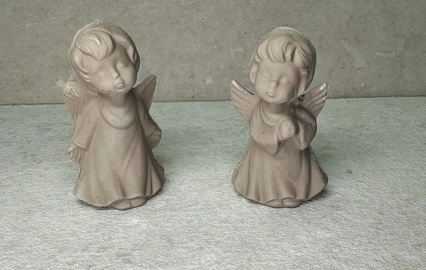 Vintage Longview Two Young Angel Figurines Pottery Mold MG 112