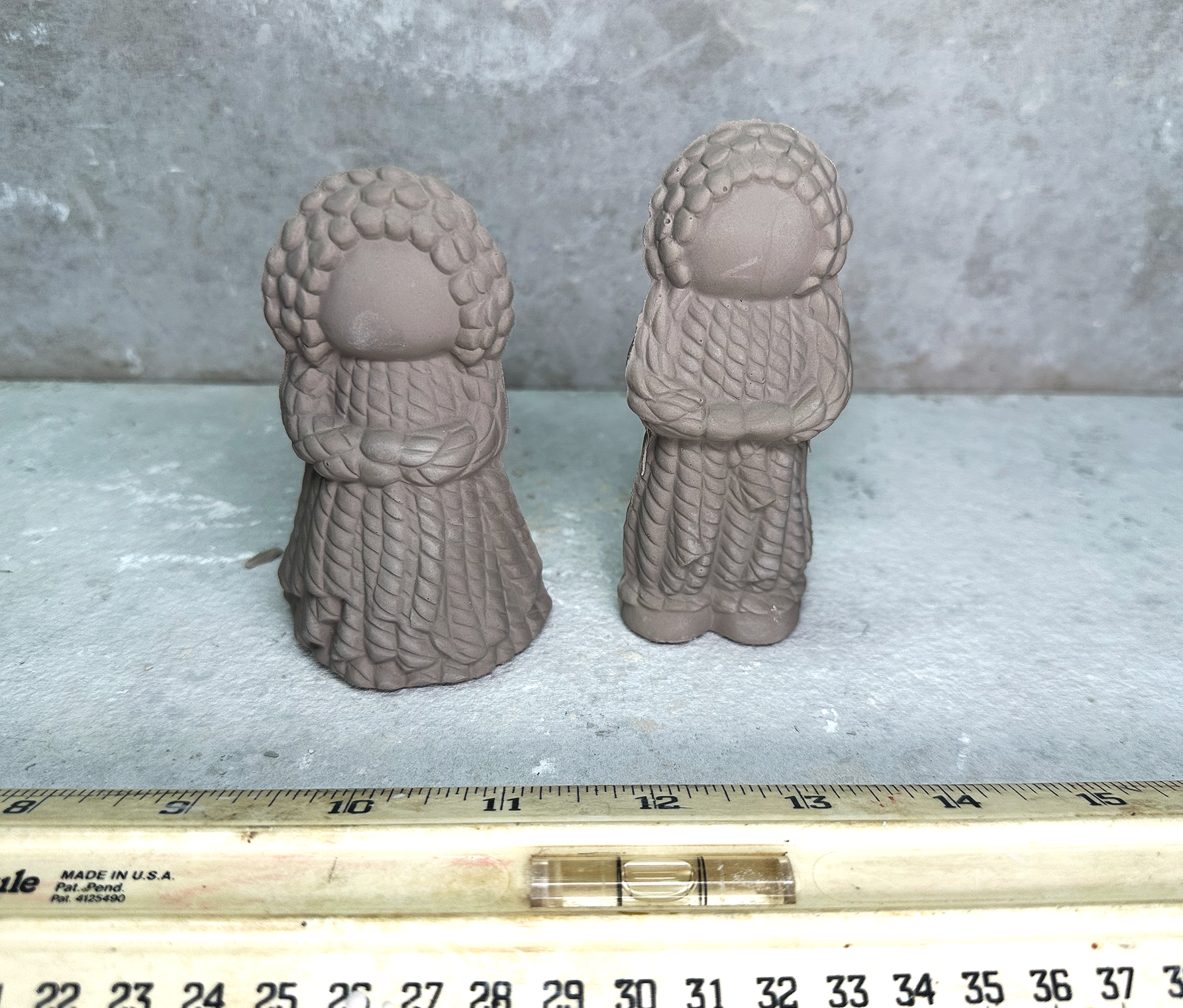 1990 Vintage Clay Magic Small Boy and Girl Mop Dolls Pottery Mold J791
