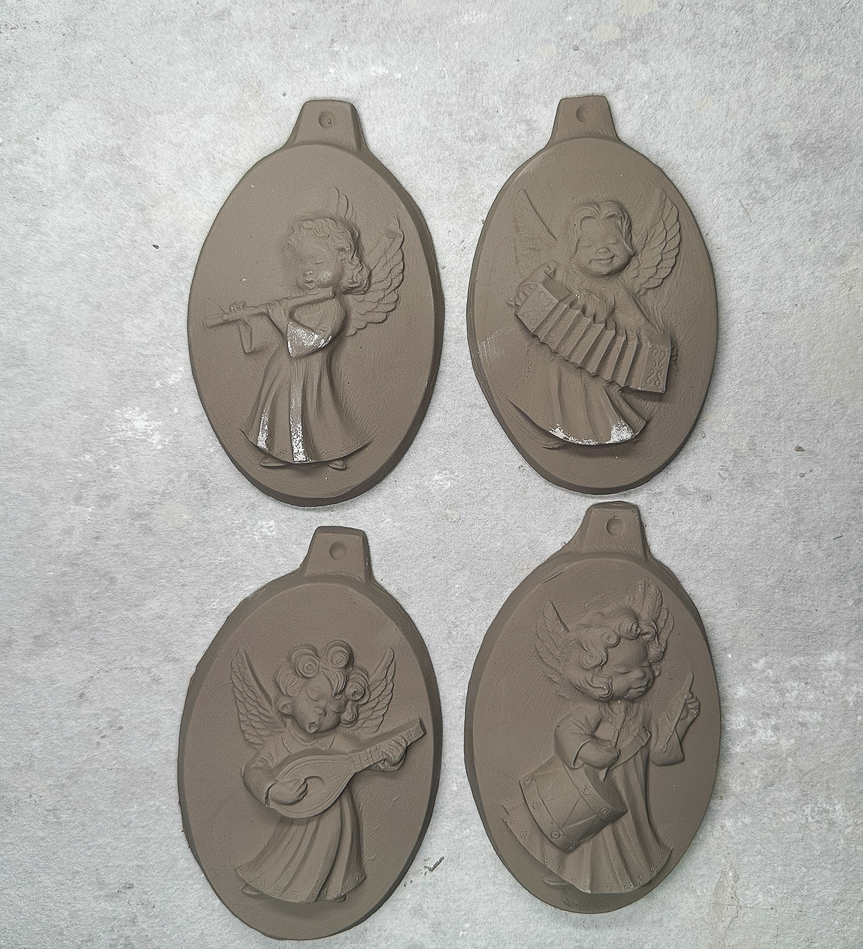 Vintage BYRON  Angel Music Ornaments Pottery Mold 1169 A and B