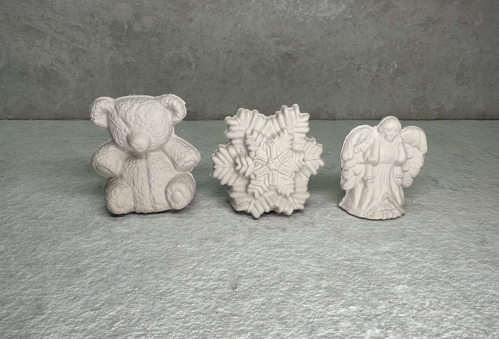 Vintage Nowell's  Angel, Teddy Bear, Snowflake Tree Toppers  Pottery Mold 1696