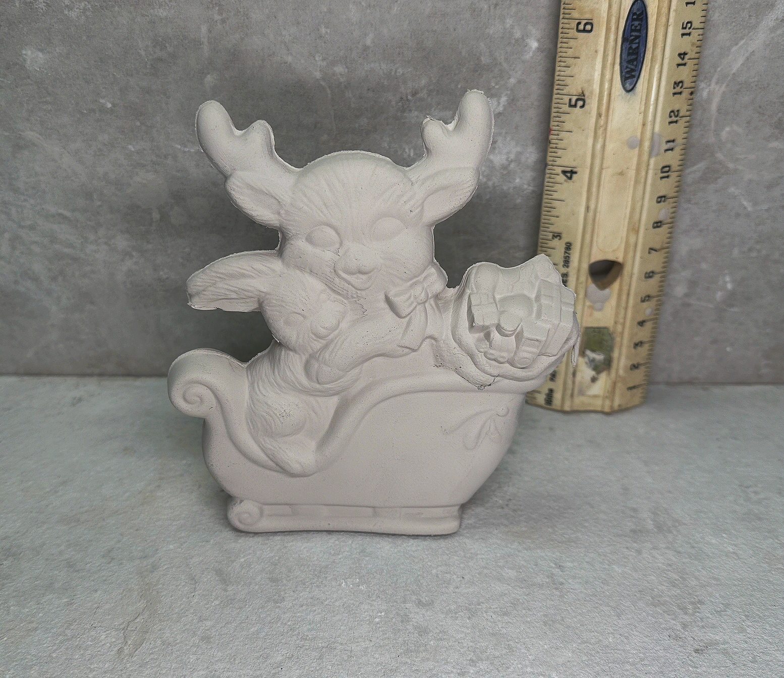 1989 Vintage Kimple Deer Sleigh Blinkie Pottery Mold 1632