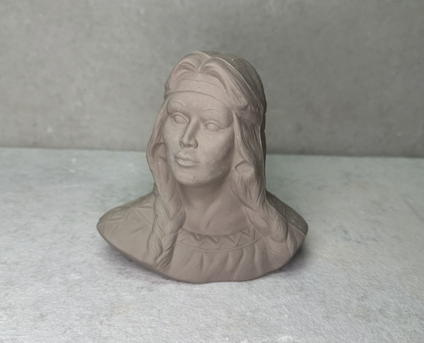 Vintage Provincial Native Woman's Head Bust Pottery Mold P907A