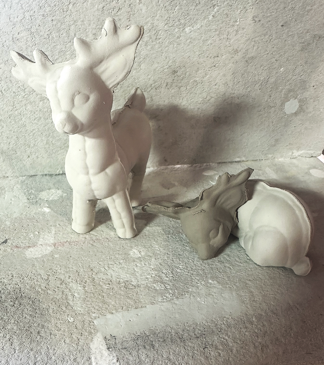 1988 Vintage Kimple 2 Deer Pottery Mold 1404