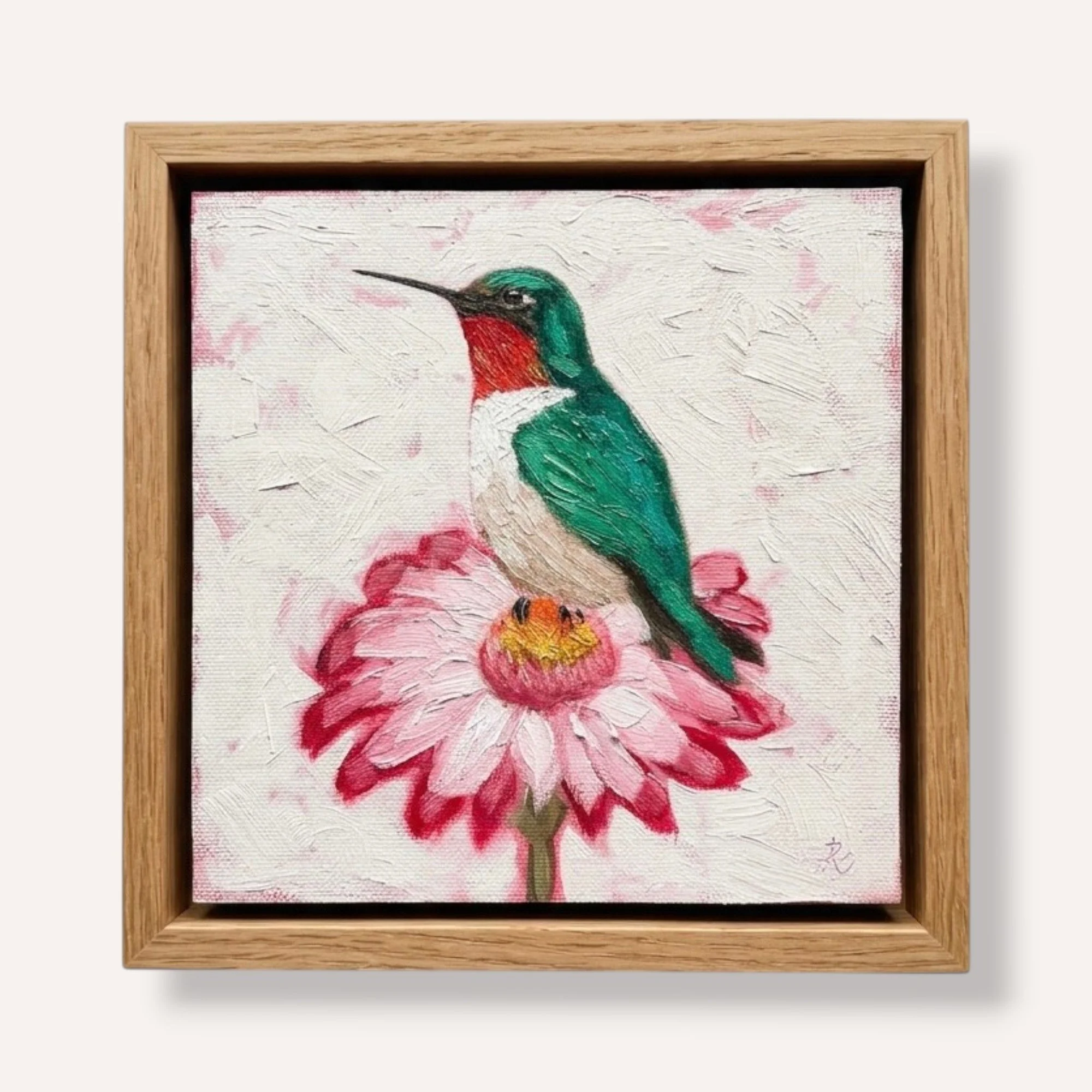 Hummingbird & Petals · 8x8