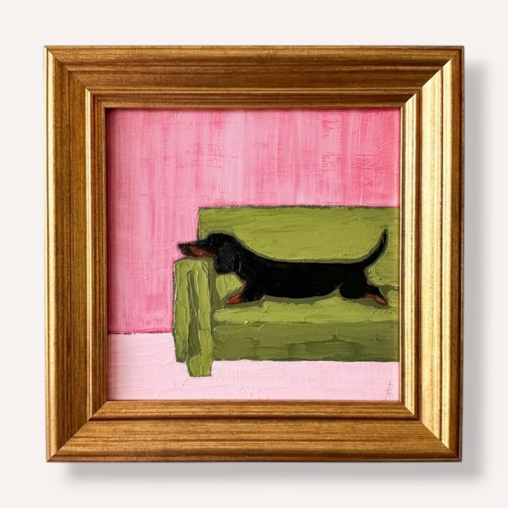 Lounging Dachshund – Black and Tan · 5×5 / 6×6 / 8×8