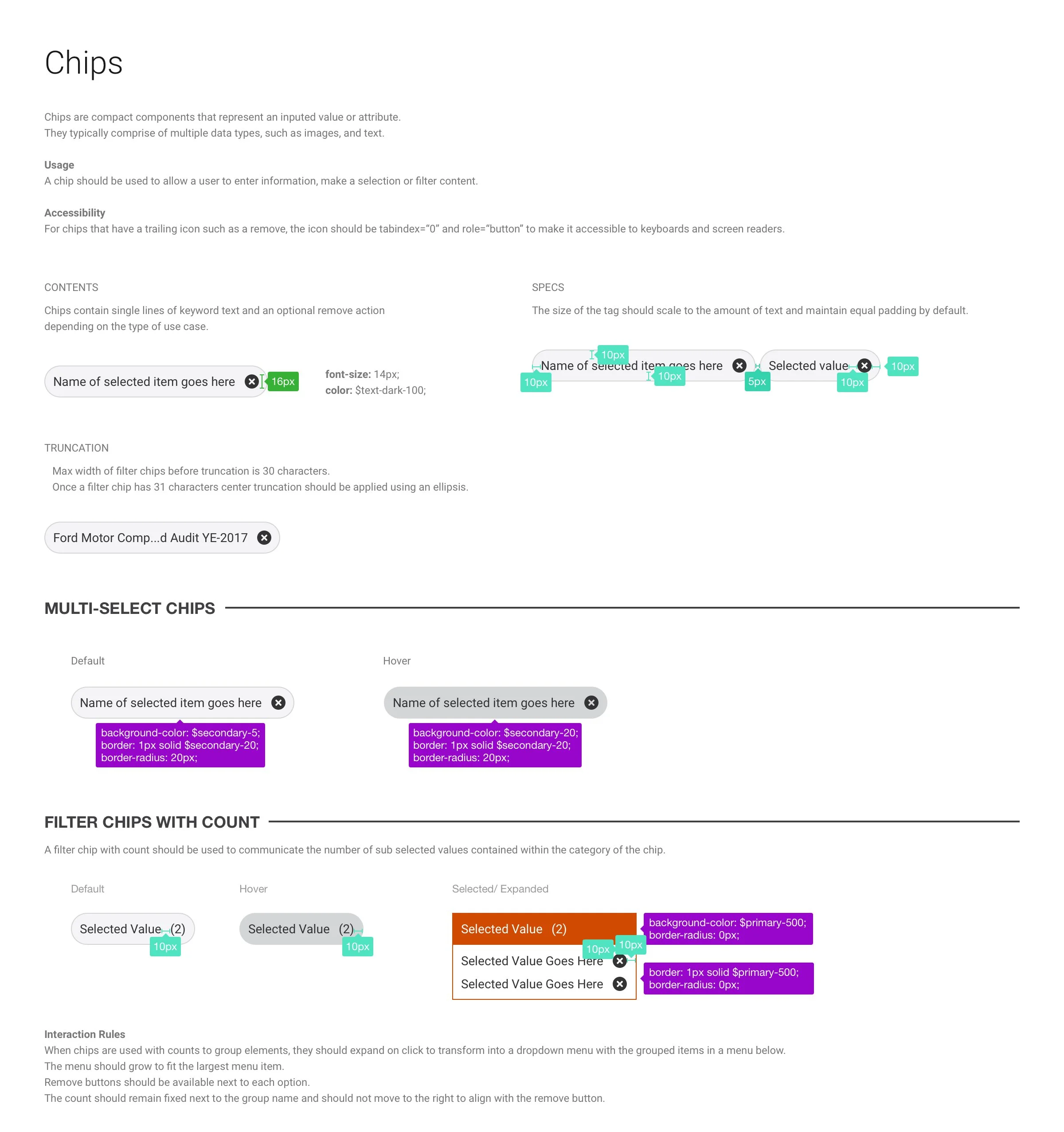 Design library - Chips & Filter chips