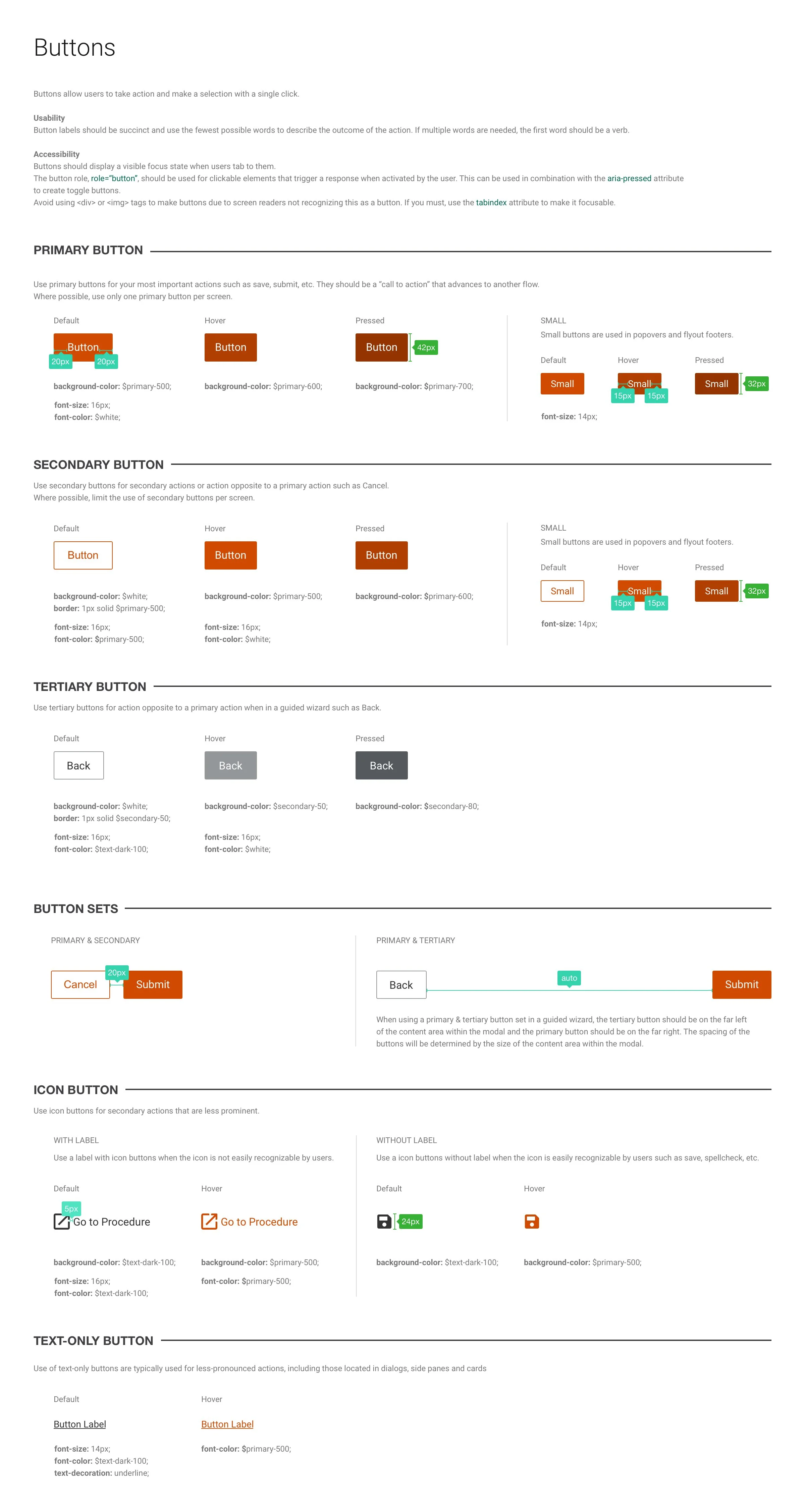 Design library - Buttons