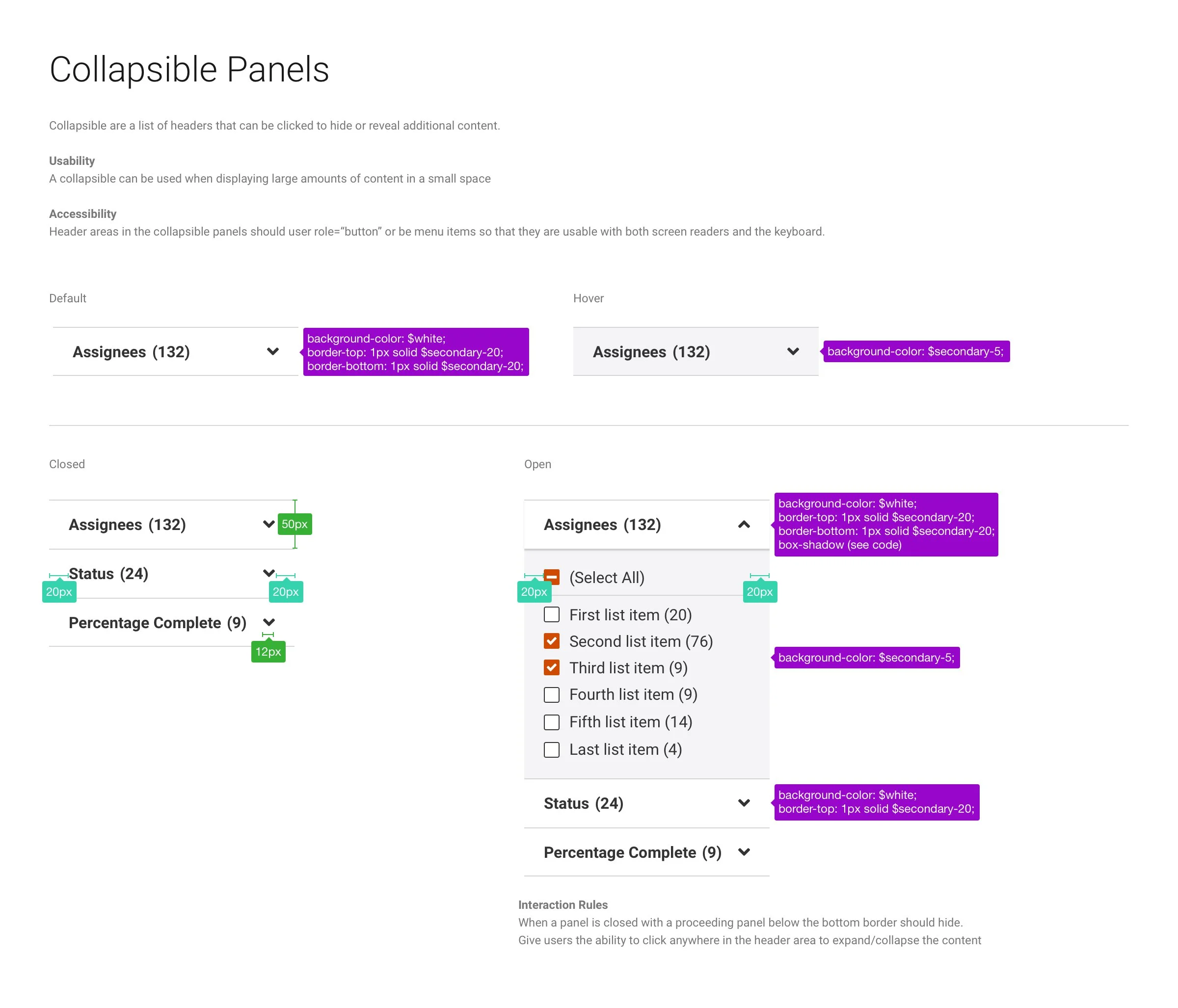 Design library - Collapsible Panels