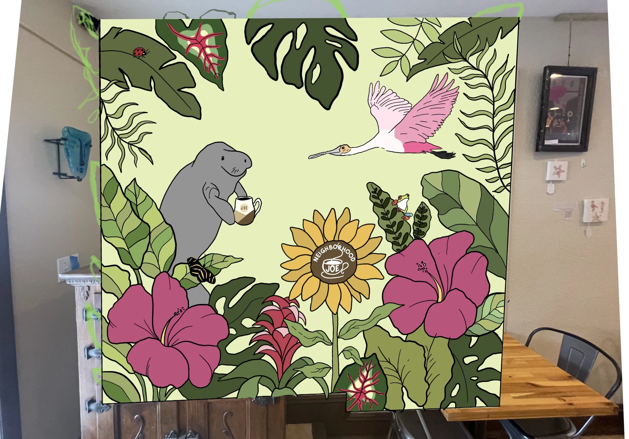Mural plan drawn in Procreate