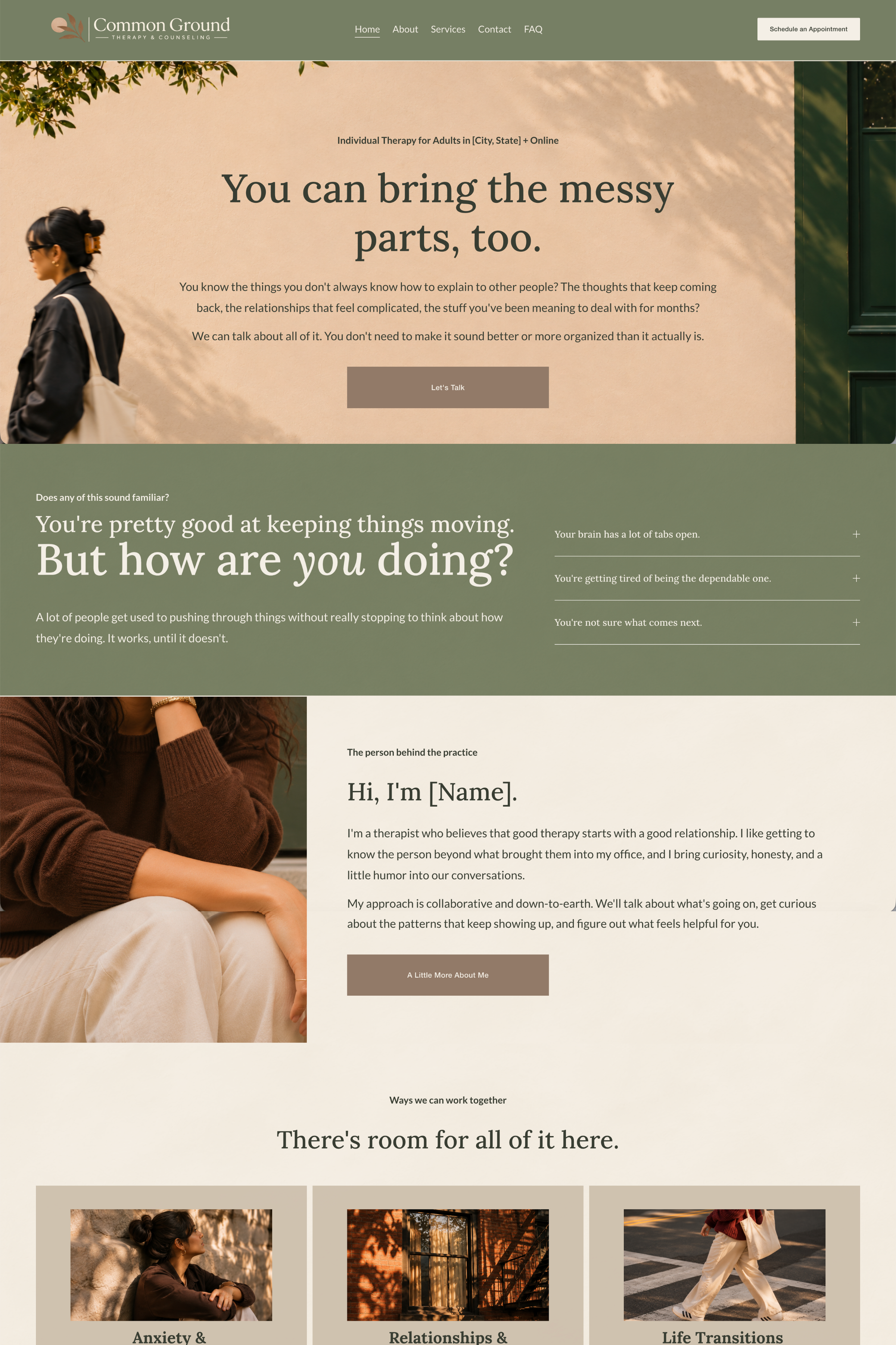 Common Ground Squarespace Website Template for Therapists
