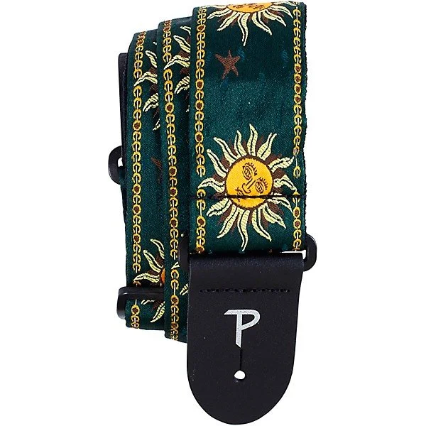 Perris 2" Jacquard Green Suns Guitar Strap