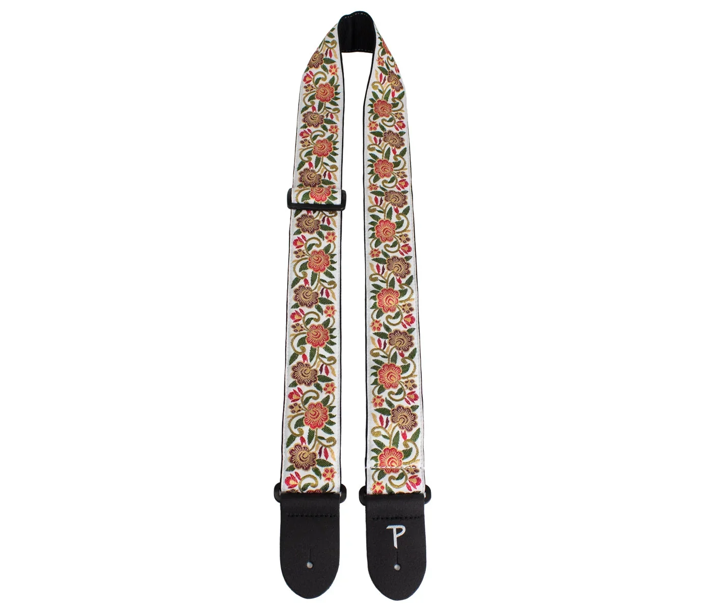 Perri's 2" White w/ Floral Trail Guitar Strap