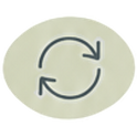 Circular refresh icon with two curved arrows