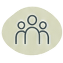 Gray group-of-people icon on a light green circular background