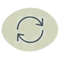 Circular refresh icon with two curved arrows