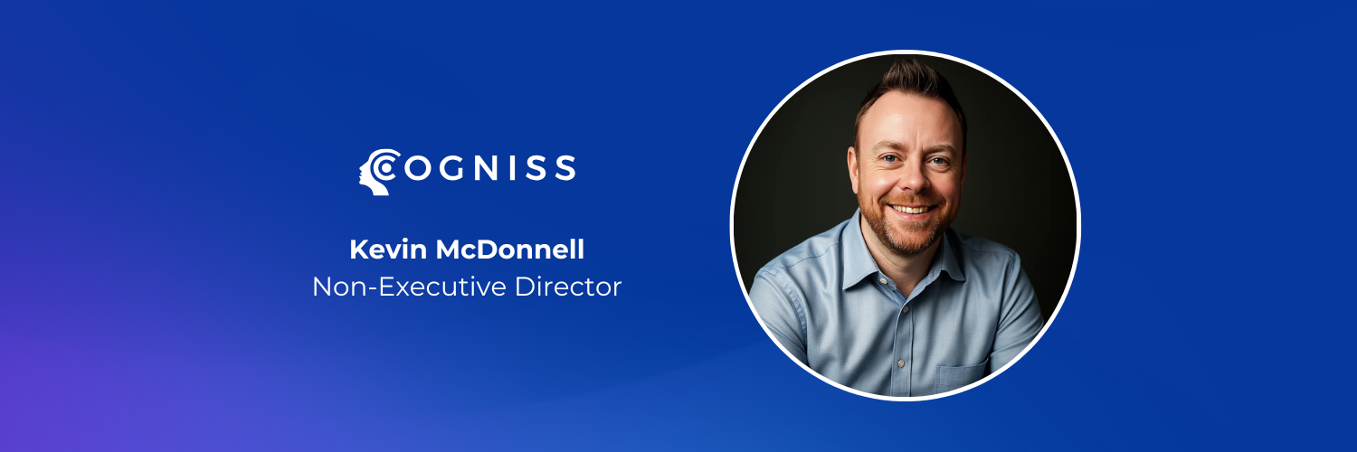Banner image announcing Kevin McDonnell as Non-Executive Director at Cogniss, featuring his headshot and title.