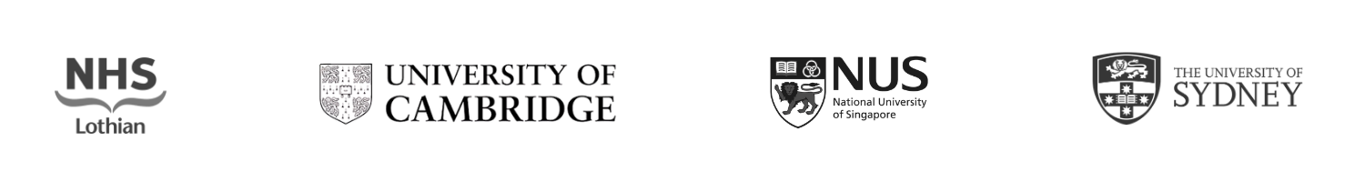 Logos of NHS Lothian, University of Edinburgh, National University of Singapore, and University of Sydney