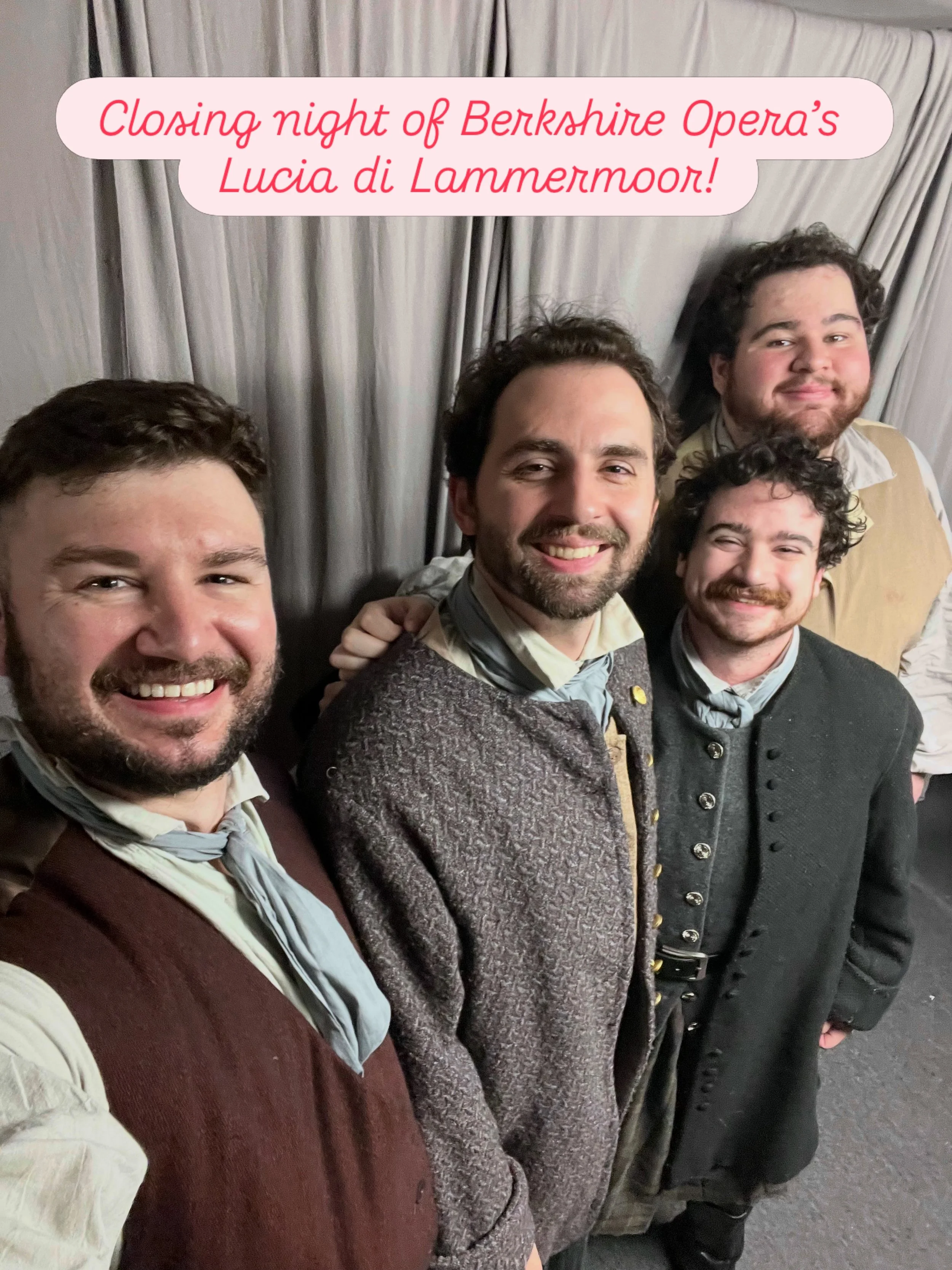 Final performance of &ldquo;Lucia&rdquo; with Berkshire Opera Festival tonight. It&rsquo;s been great singing with these tenors &amp; everyone in the chorus! @berkshireoperafest