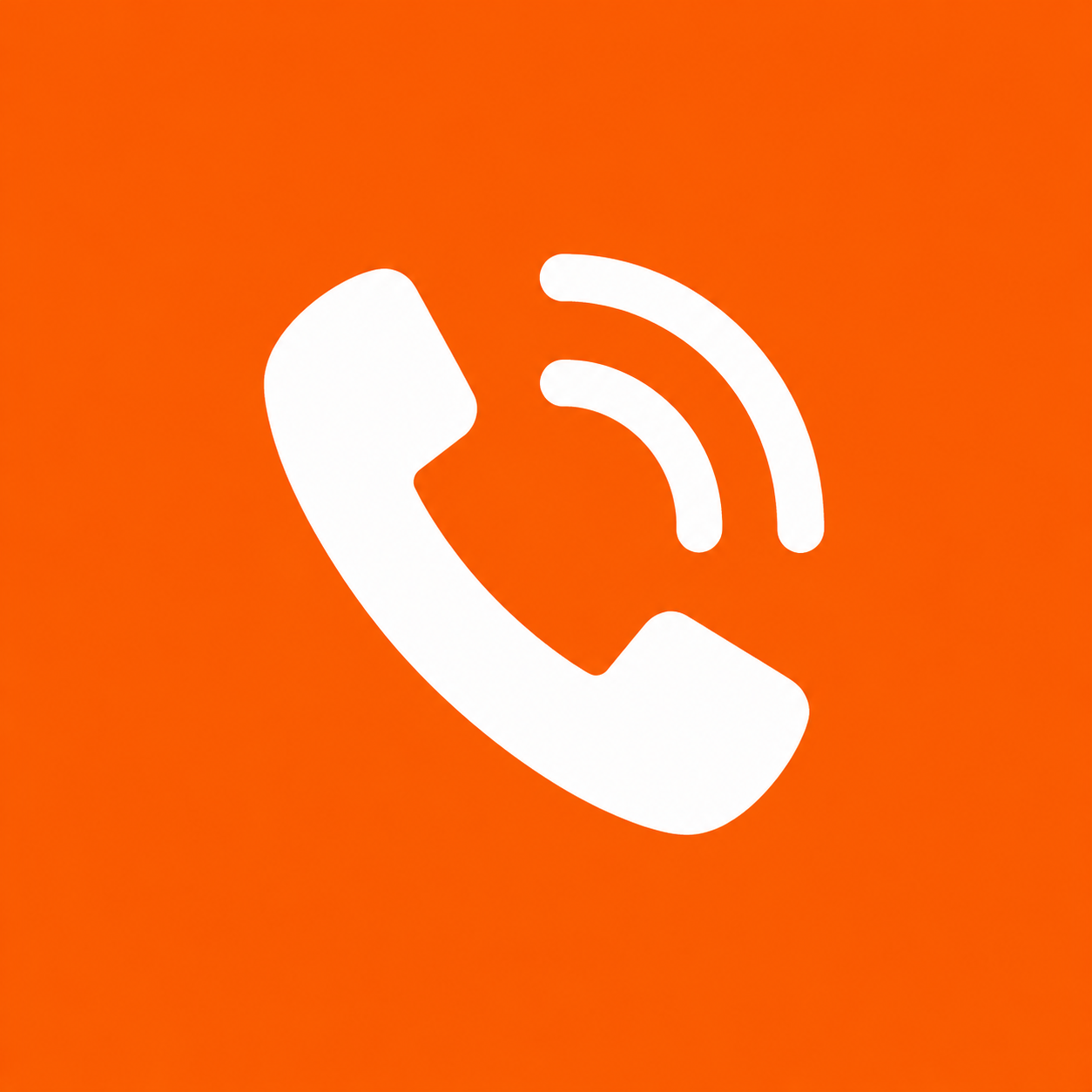 White phone handset with wireless signal waves on an orange background