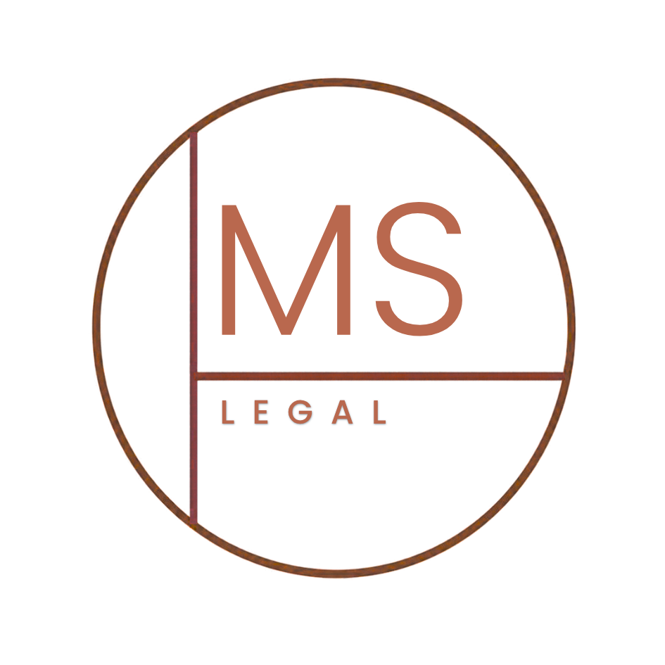 Logo for the 'Melanie Schleiger Legal' brand with a circle design, featuring stylized letters ('MS') and a section labeled 'LEGAL' at the bottom.