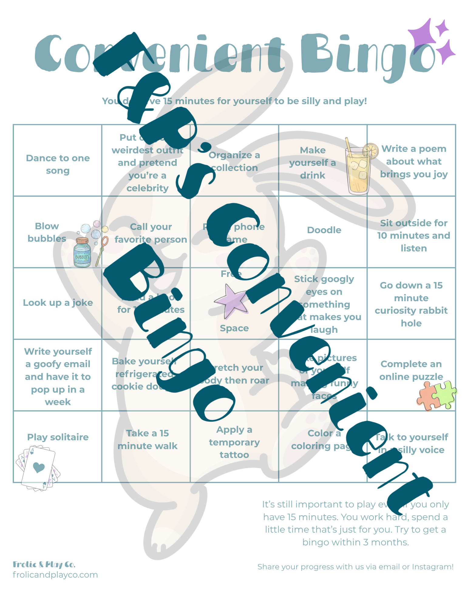 Convenient Bingo Card