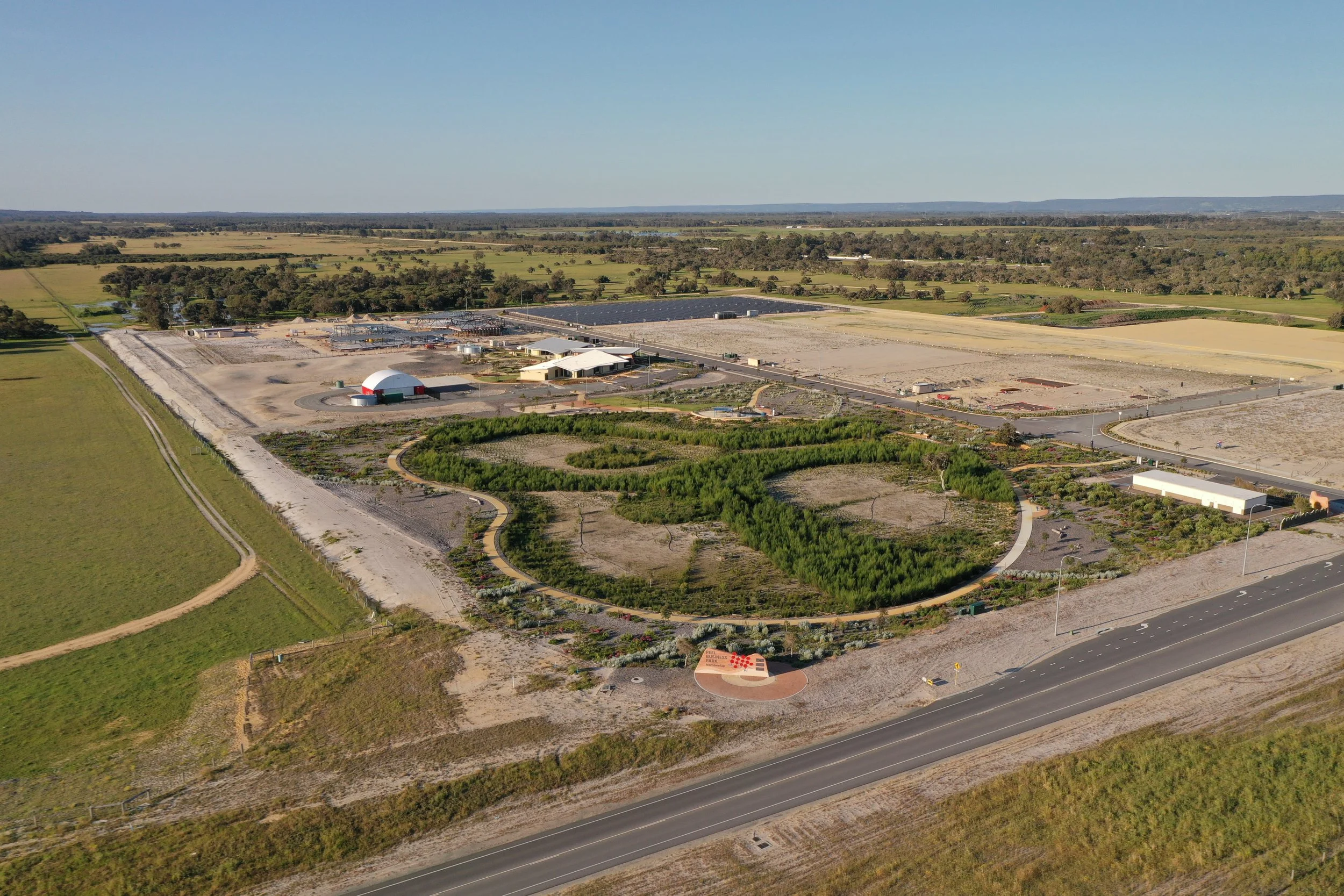Aerial photography of civil works and site development before construction of the Food Innovation Precinct in Western Australia