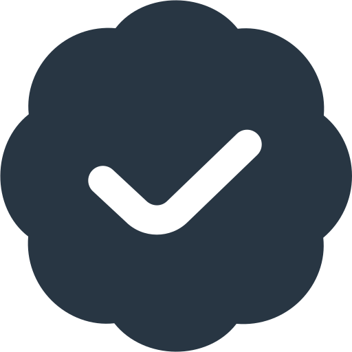 A badge with a checkmark inside a cloud-shaped outline, symbolizing verification or approval.