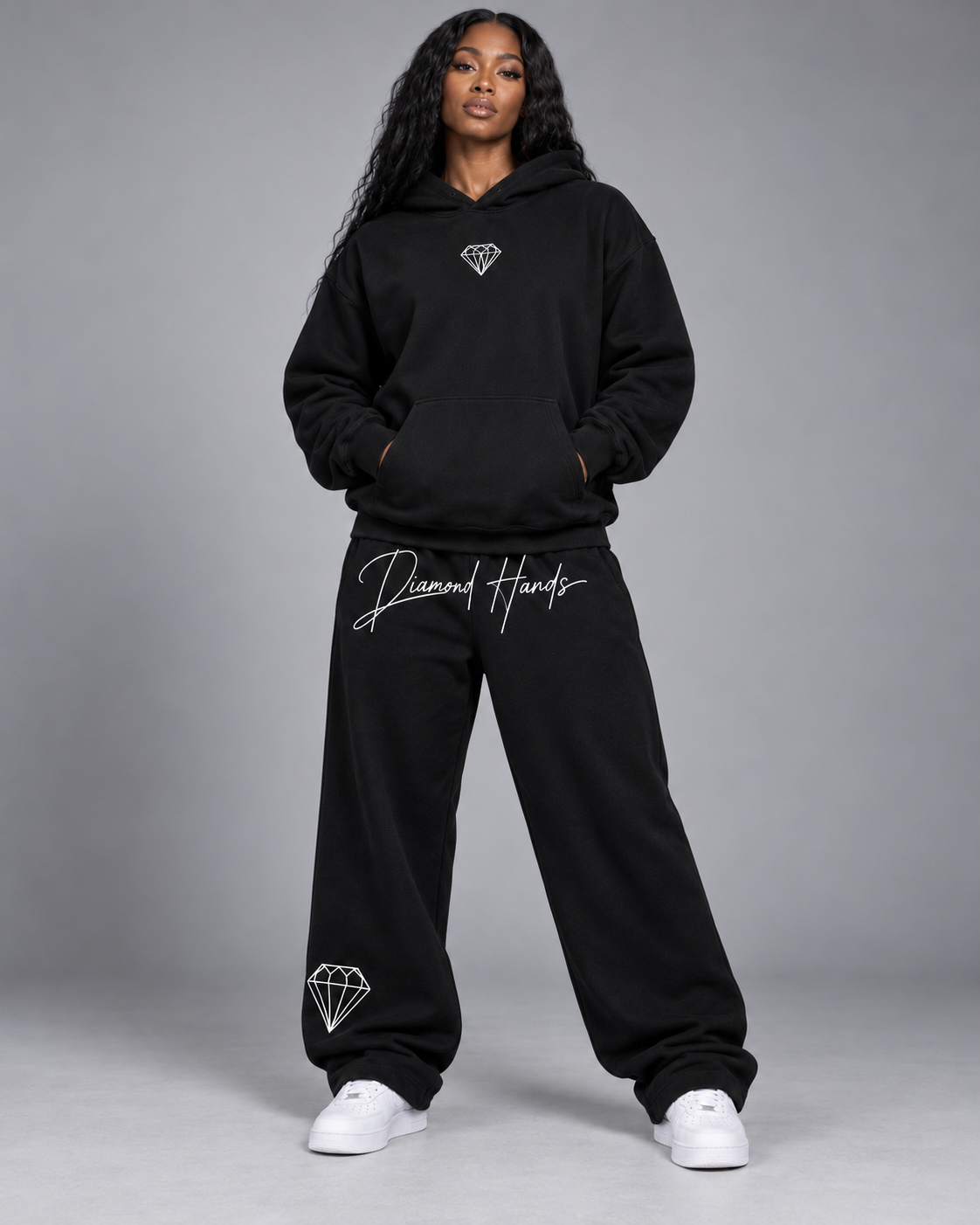 Diamond Hands oversized hoodie on model
