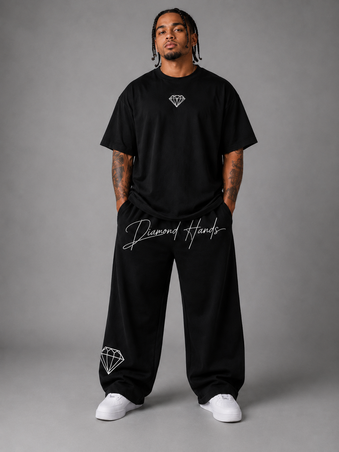 Black Diamond Hands oversized pump cover tee with diamond logo