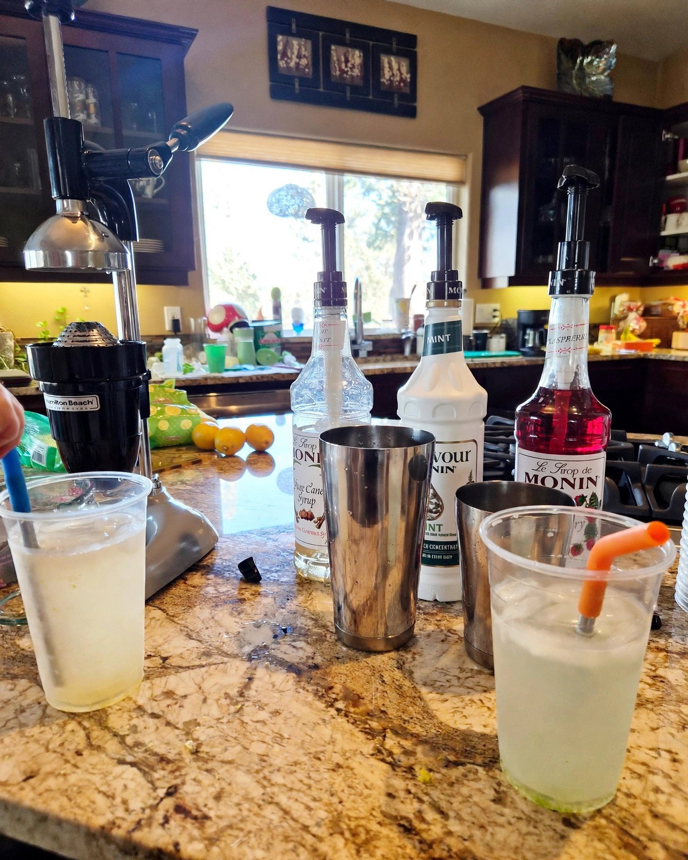 Kitchen's looking like a lemonade science lab today 🍋 Fresh-squeezed citrus, Monin syrups on deck, and a whole lot of taste-testing. Our 4-year-old is obsessed with her raspberry lemonade concoction &mdash; official taste tester approved ✅

Spring 2