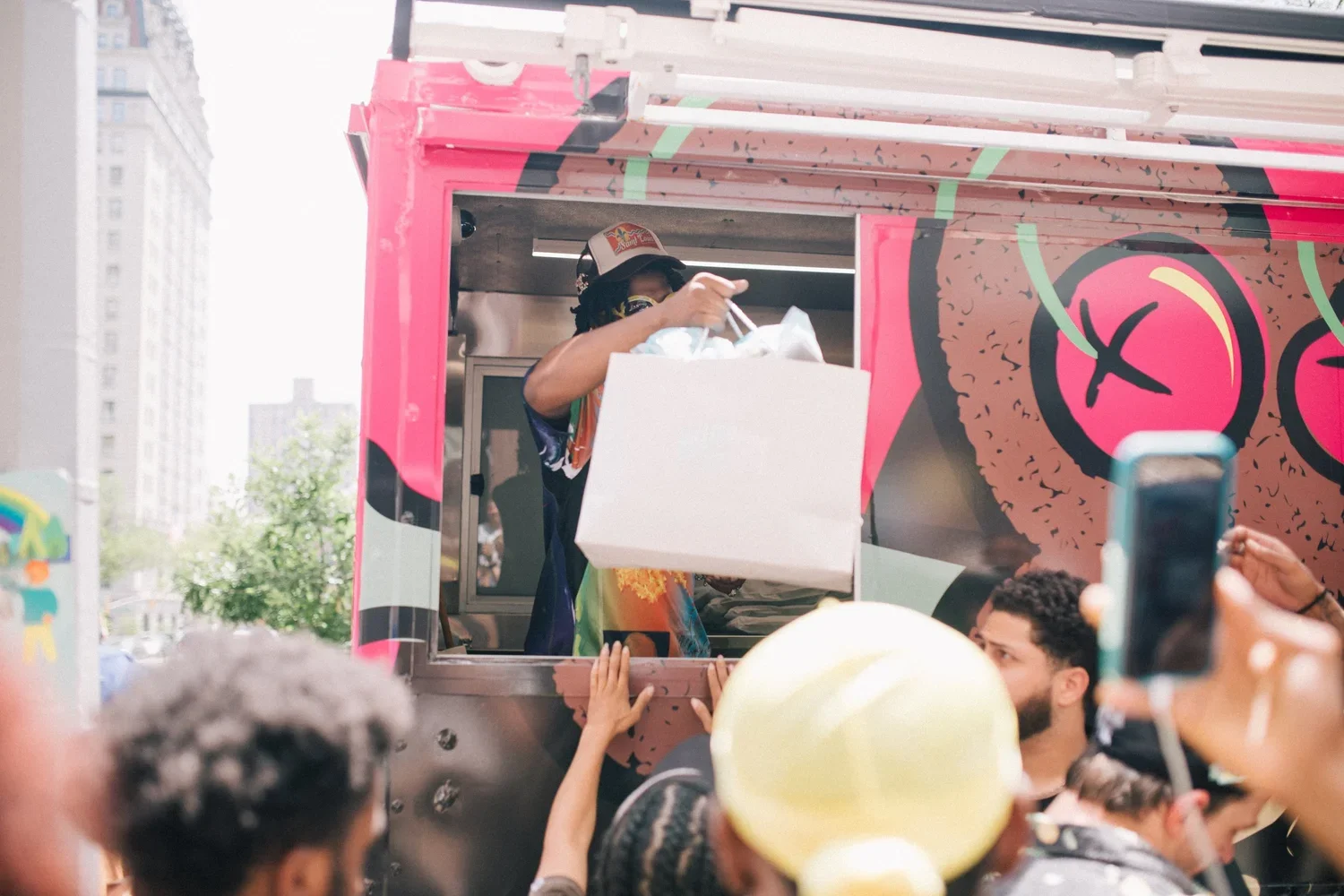 Fans lined up at the ICECREAM x Smino mobile merch truck