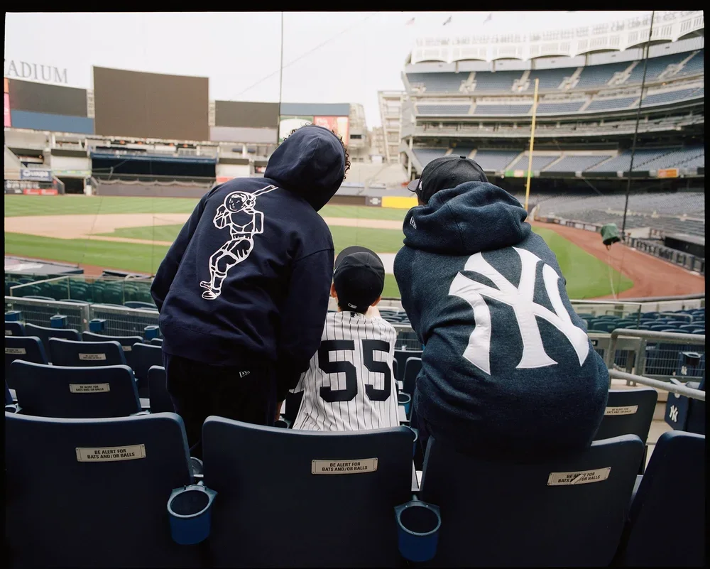 Guests in New York Yankees x Billionaire Boys Club jackets at the Yankee Stadium launch event