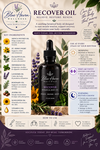 Recover- botanical body & massage oil