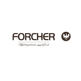 Das Bild zeigt das Logo von FORCHER, einer Marke für Schuhe, mit dem Schriftzug 'Offizieller Schuh' und einem lächelnden Wölkchen-Icon.