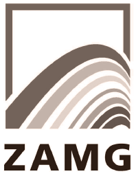 Logo mit einem stilisierten Hügel und dem Text 'ZAMG' darunter.