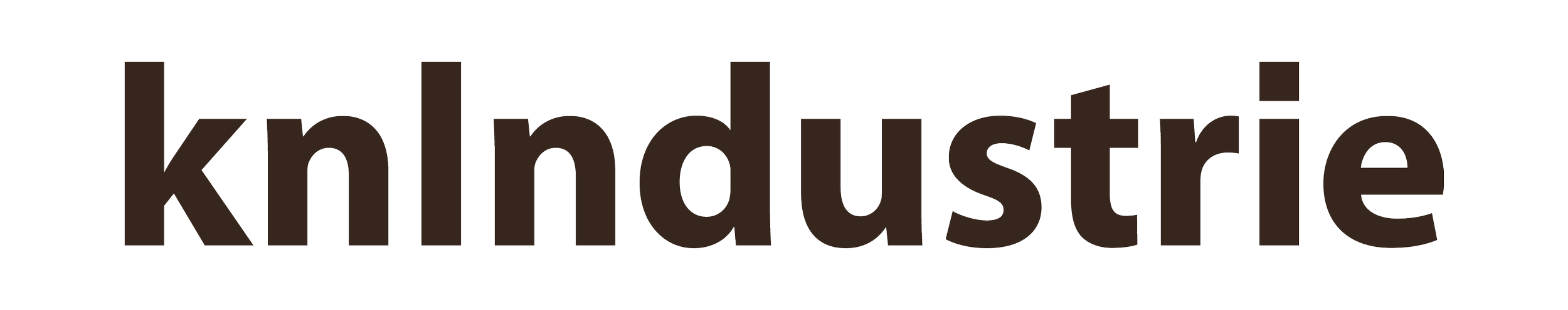 Das Wort 'Klangindustrie' in großen, dunklen Buchstaben auf weißem Hintergrund.