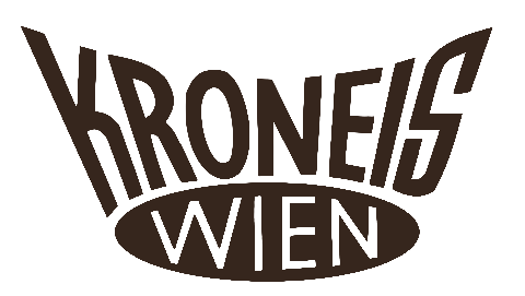 Logo mit den Worten 'Kronenb Wien' in schwarzer Schrift auf braunem Hintergrund.