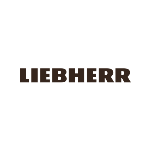 Schwarze Tasse mit beigefarbenem Inneren und der Aufschrift 'LIEBHERR' in großen schwarzen Buchstaben auf der Vorderseite