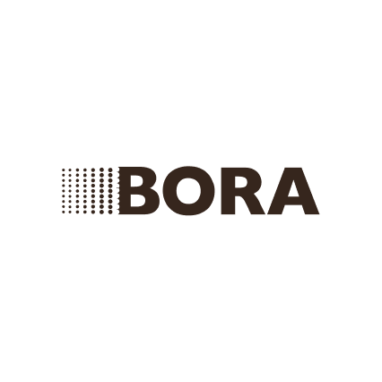 Logo mit dem Text 'BORA' und einem stilisierten Muster aus Punkten auf der linken Seite.